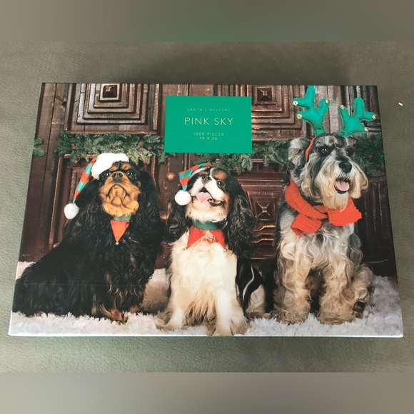 Pink Sky Santa’s Helpers 1000 Piece Puzzle - Picture 1 of 2